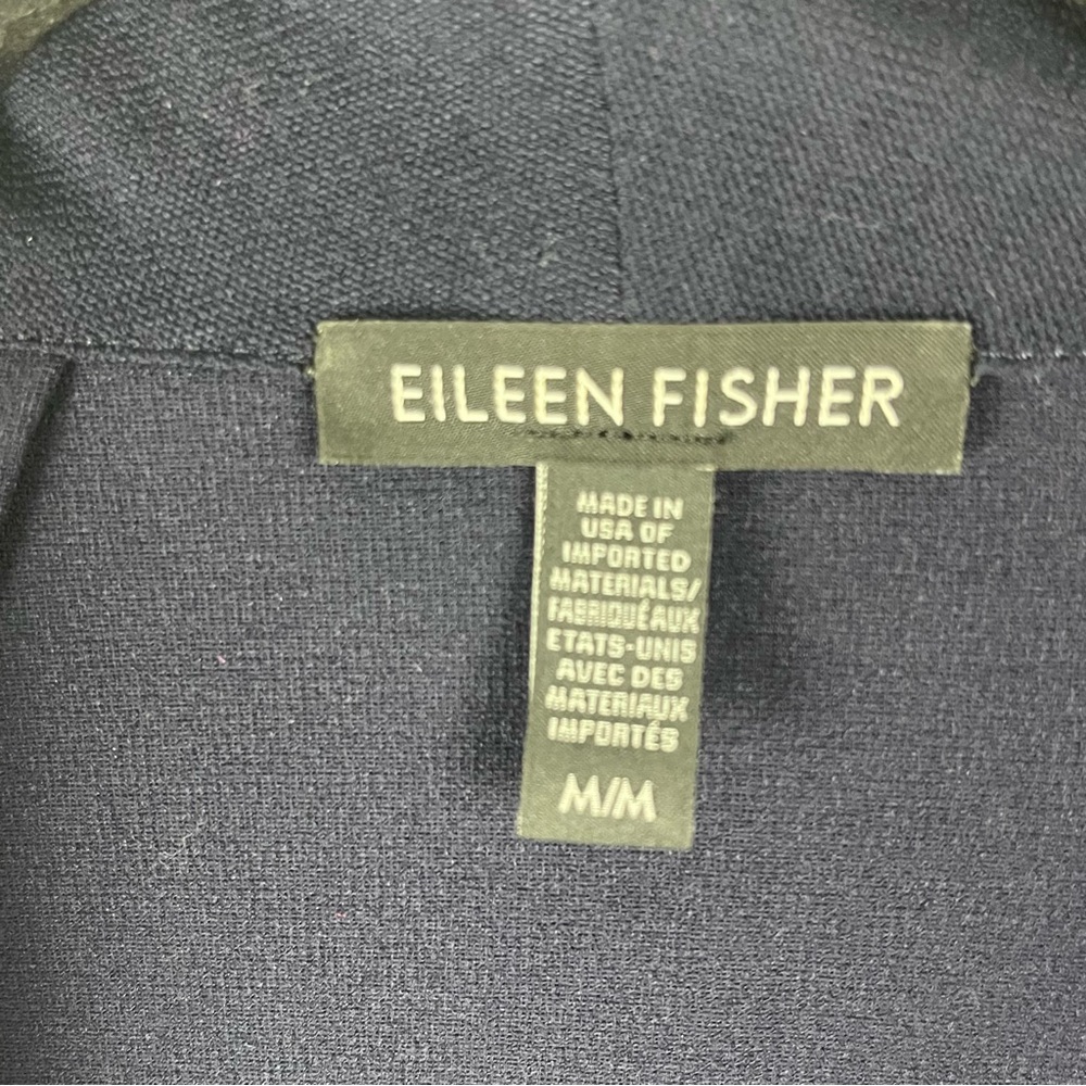 EILEEN FISHER Navy Long Sleeves Open Front Blazer Jacket Medium Casual Neutral - Picture 3 of 6